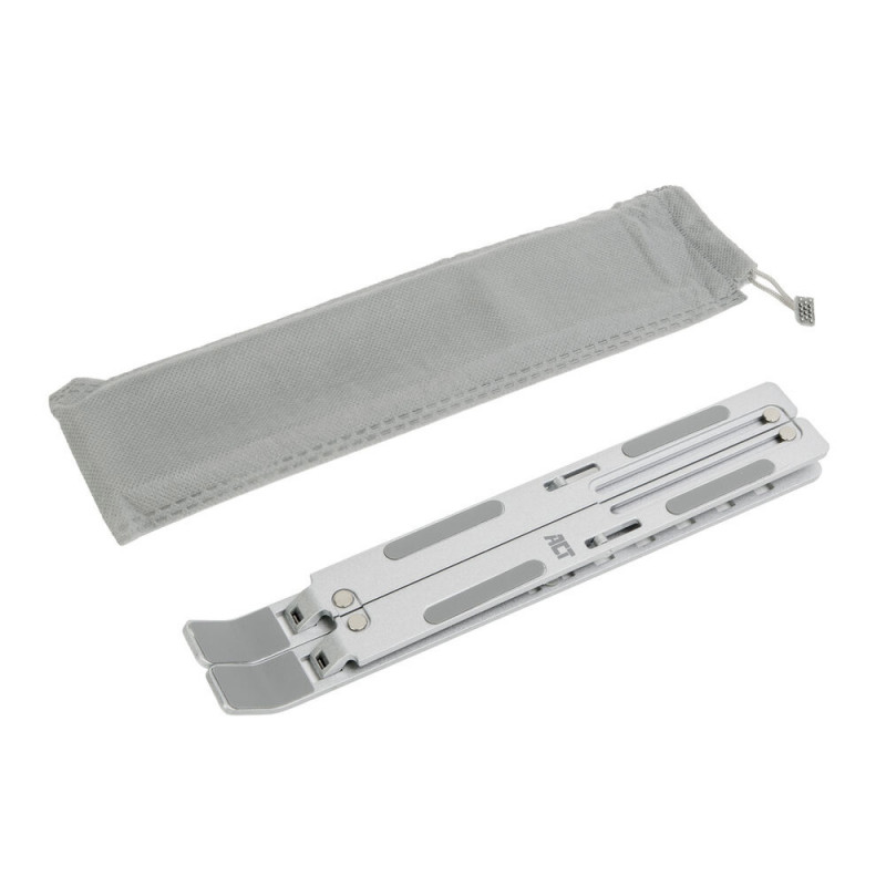 Soporte plegable para portátil ACT, altura ajustable en 7 posiciones, aluminio, plata, ACT Essentials (AC8121)