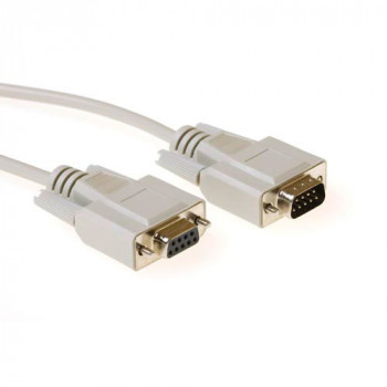 Cable serie ACT AK2309 1:1 straight-through D-Sub 9 pines conector macho a conector hembra 10m marfil