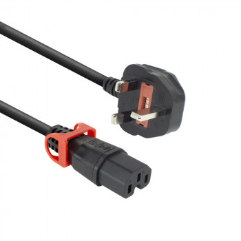Cable de alimentación ACT enchufe UK - C15 IEC Lock+ negro 2 m, PC3884 (PL0082)
