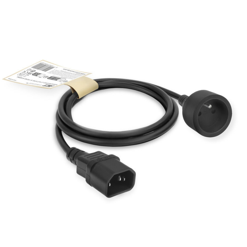 Cable de alimentación ACT C14 IEC 60320 - conector hembra tipo E (corriente máx. 10A) negro 0,6 m (AK5386)