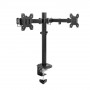 ACT AC8362 Brazo doble para monitores de 32 pulgadas, gas, pinza y pasacables de mesa, negro