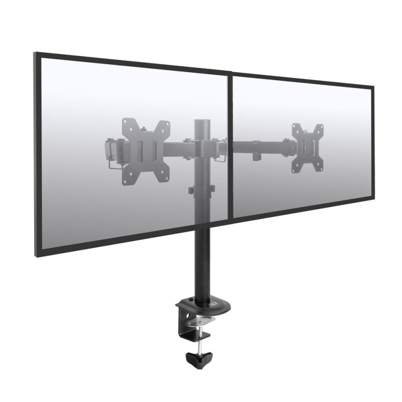 ACT AC8362 Brazo doble para monitores de 32 pulgadas, gas, pinza y pasacables de mesa, negro