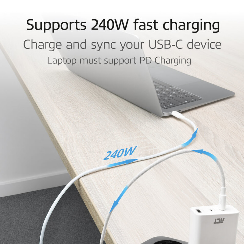 ACT Cable de carga/datos USB 2.0 240W USB-C a USB-C, blanco, 1 m (AC3084)