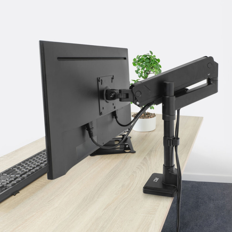 ACT Brazo para monitor 45 pulgadas Office Solid Pro montaje en barra con gas 1 monitor (AC8329)