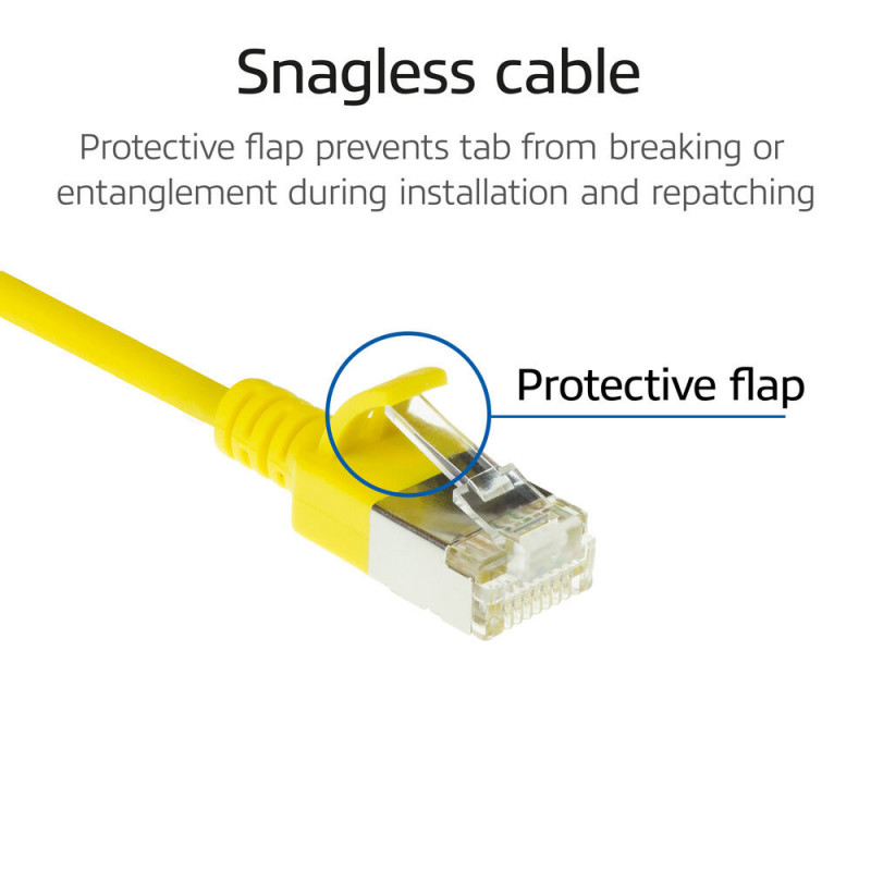 ACT Cable de red patch Slimline S/FTP CAT6A LSZH amarillo 1m Snagless RJ45 (DB7801)