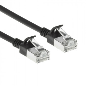ACT Cable de red Slimline LSZH S/FTP CAT6A negro de 1 m Snagless con conectores RJ45 (DB7901)
