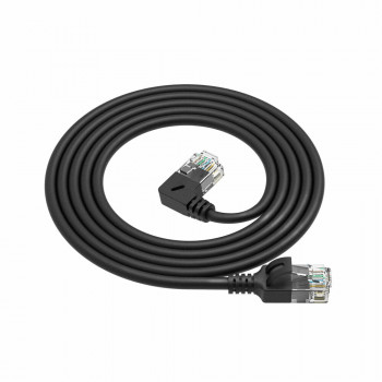 ACT DC1901 Cable de red CAT6A U/UTP LSZH Slimline de 1 m, RJ45 acodado 90° izquierda a recto, negro
