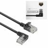 ACT DC1901 Cable de red CAT6A U/UTP LSZH Slimline de 1 m, RJ45 acodado 90° izquierda a recto, negro