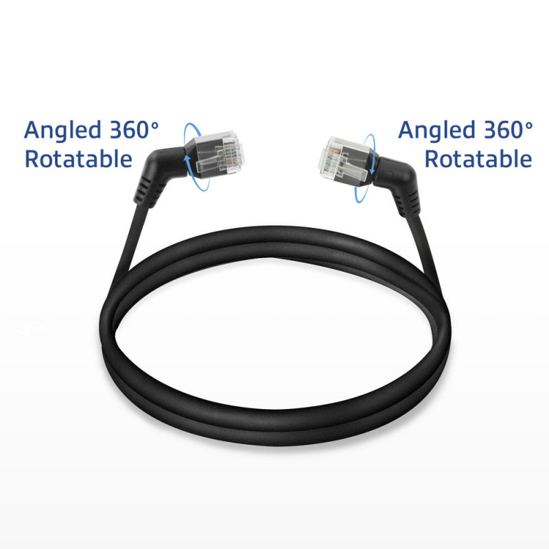 ACT DD1910 Cable de red Slim CAT6A U/FTP, 10 m, negro, RJ45 giratorio 360° acodado