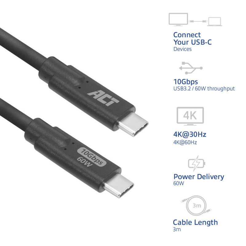ACT AC7443 cable de USB-C (M) a USB-C (M), 24 pines