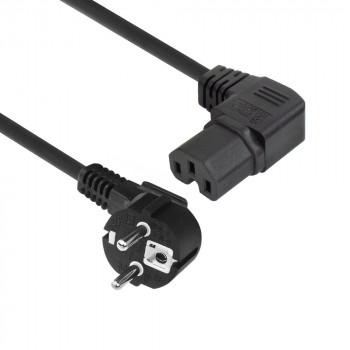 ACT AK5349 Cable de alimentación con conector macho Schuko CEE 7/7 en ángulo a conector hembra IEC C15 en ángulo a la derecha de 1 m negro