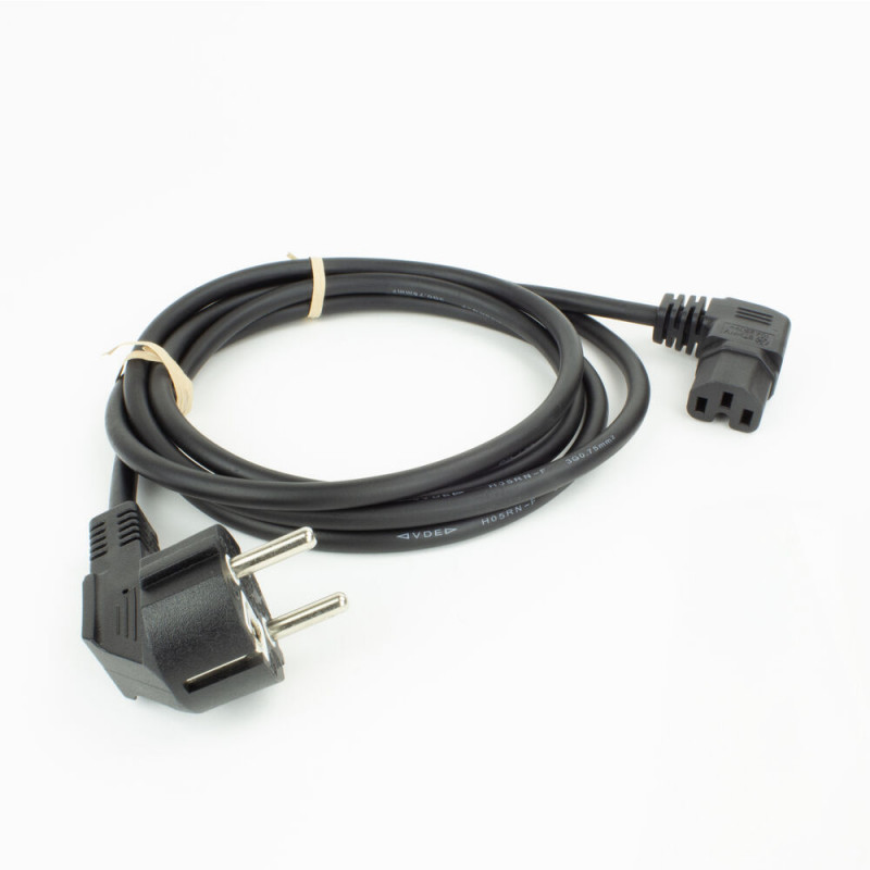 ACT AK5349 Cable de alimentación con conector macho Schuko CEE 7/7 en ángulo a conector hembra IEC C15 en ángulo a la derecha de 1 m negro