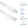 ACT USB 2.0 60W cable de carga/datos USB-C a USB-C, blanco, 1 m (AC3080)