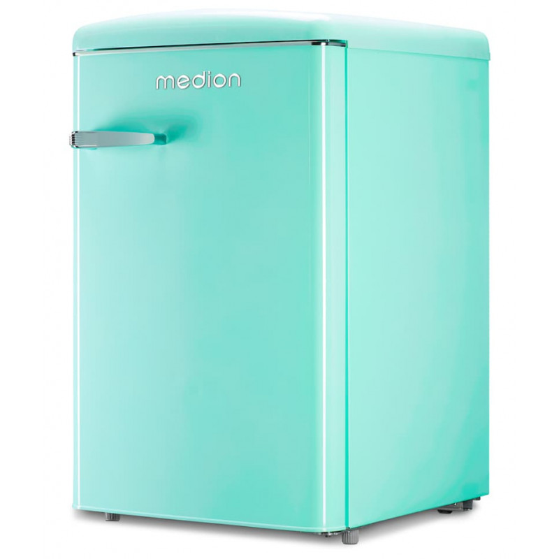 Medion MD37790 Nevera retro Turquesa, 90L de volumen total, clase de eficiencia energética E
