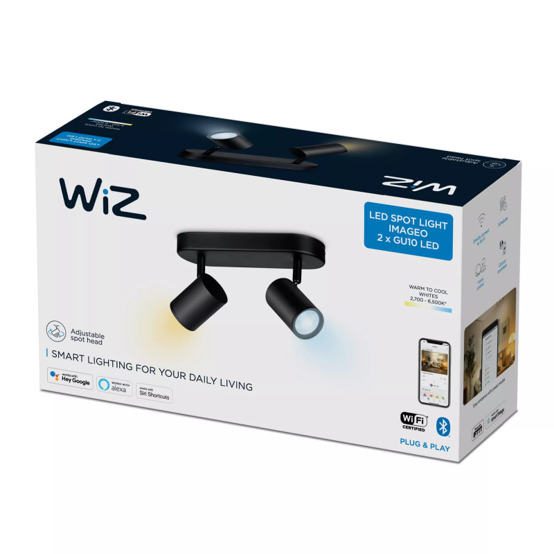 WiZ IMAGEO Spots lámpara de techo Tunable White 2x5W negro pack individual