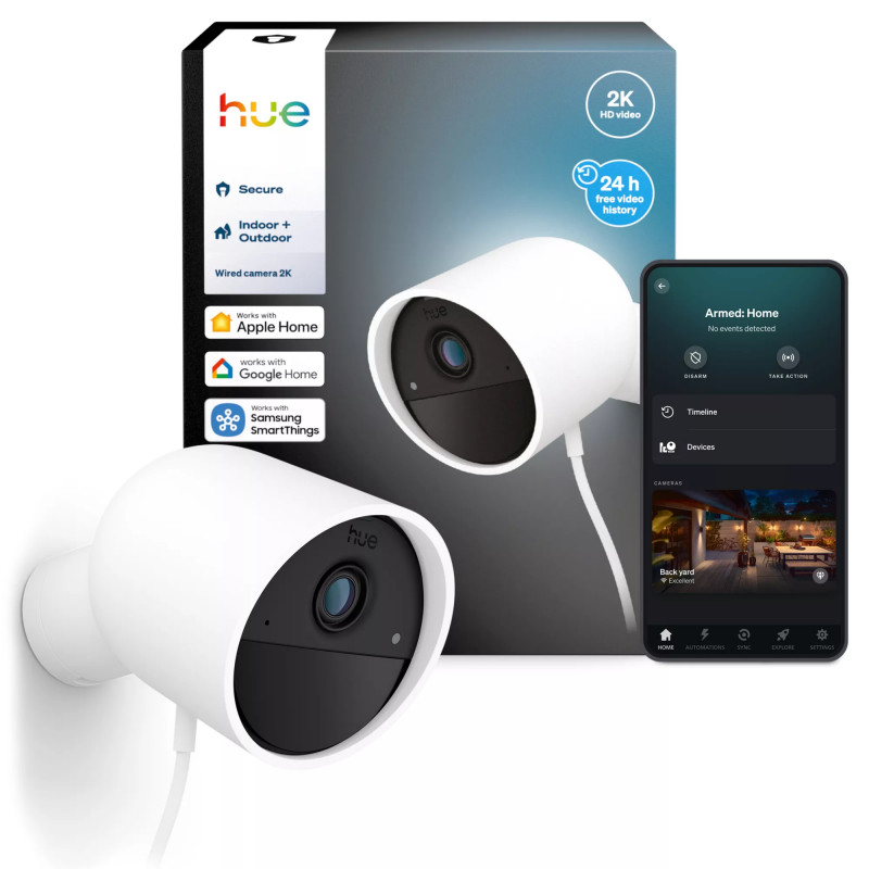 Philips Hue Secure cámara con cable resolución de vídeo 2K blanca
