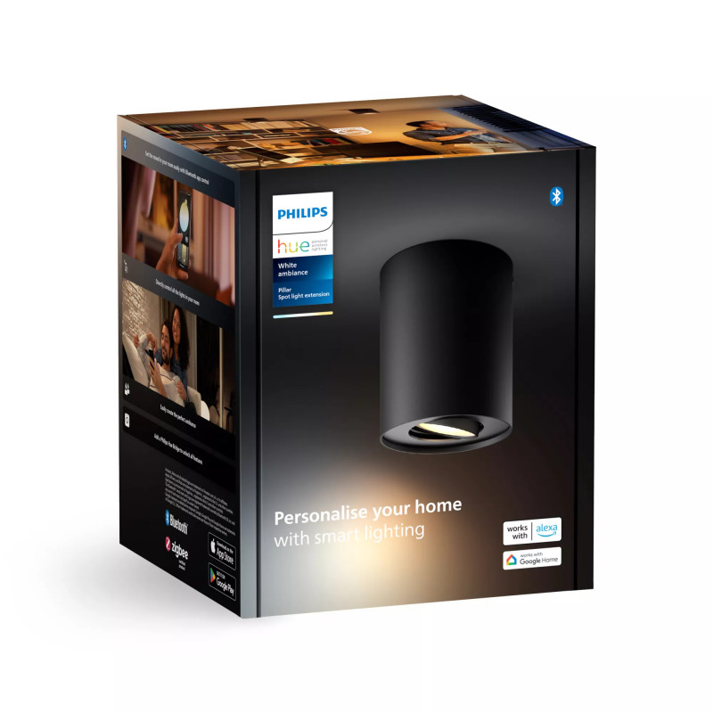 Philips Hue White Ambiance Pillar foco individual negro extensión