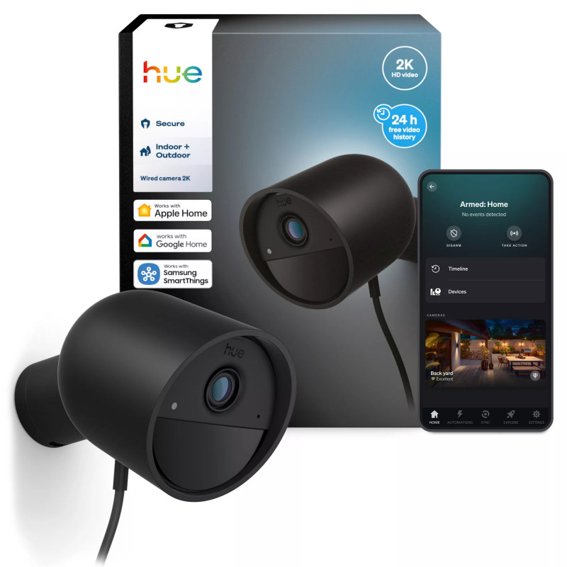 Philips Hue Secure cámara con cable resolución de vídeo 2K negra