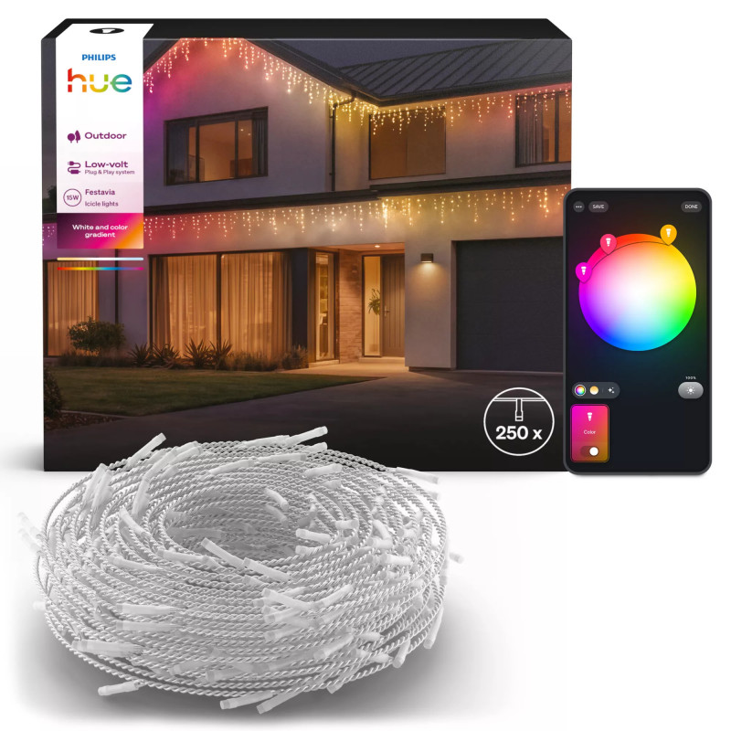 Philips Hue Festavia guirnalda de luces con carámbanos, White & Color Ambiance, 8,5 m