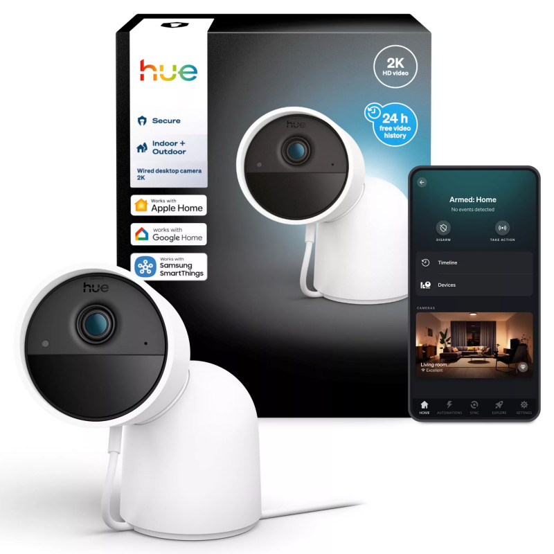 Philips Hue Secure cámara con cable con base resolución de vídeo 2K blanca