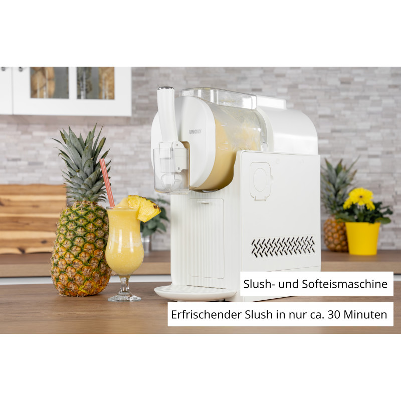 Unold 48965 Sofia Máquina 2 en 1 de granizados y helado soft, 1,5L, 150W, 5 programas, Negra