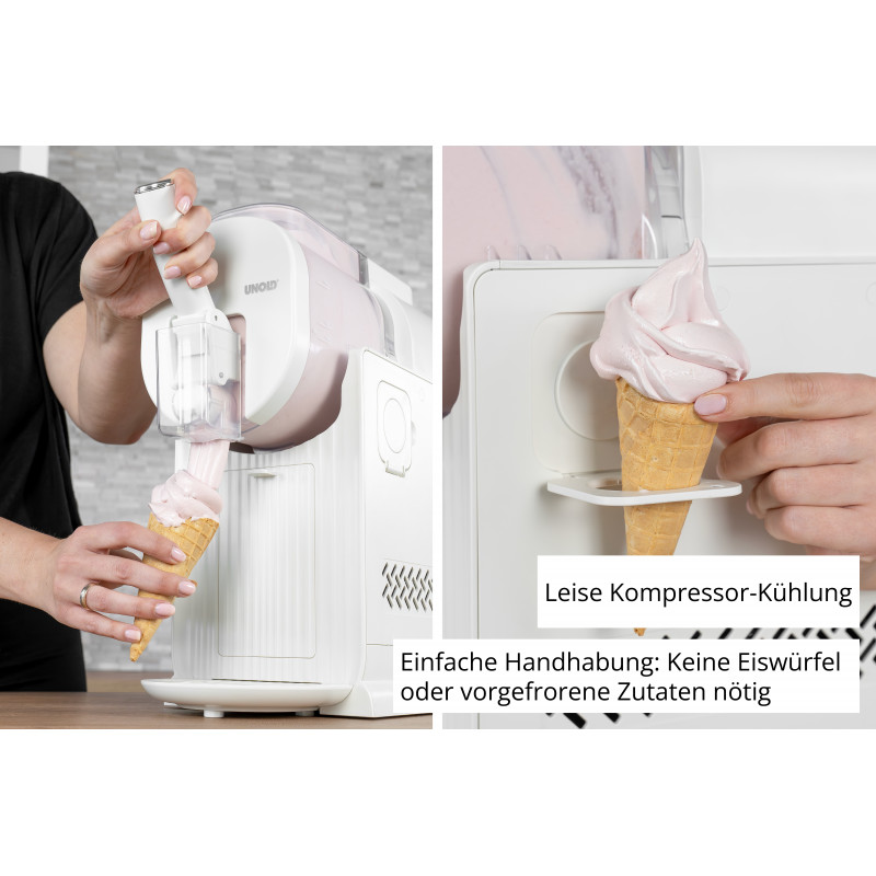 Unold 48965 Sofia Máquina 2 en 1 de granizados y helado soft, 1,5L, 150W, 5 programas, Negra