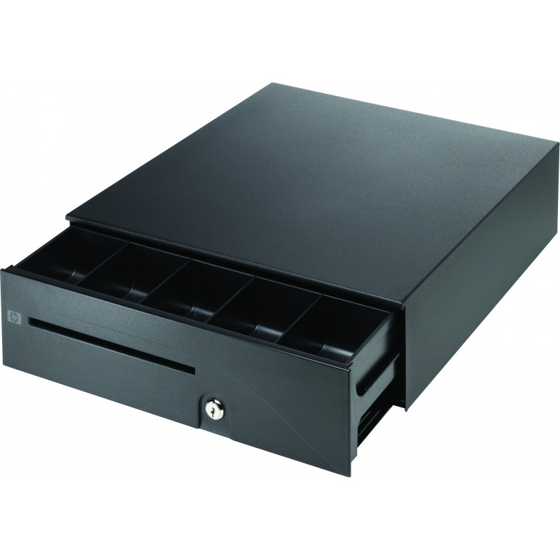 Caja registradora HP para Engage Flex Mini Retail System – Electrónica, cerradura de 3 posiciones, 5 compartimentos para billetes / 8 para monedas, negro