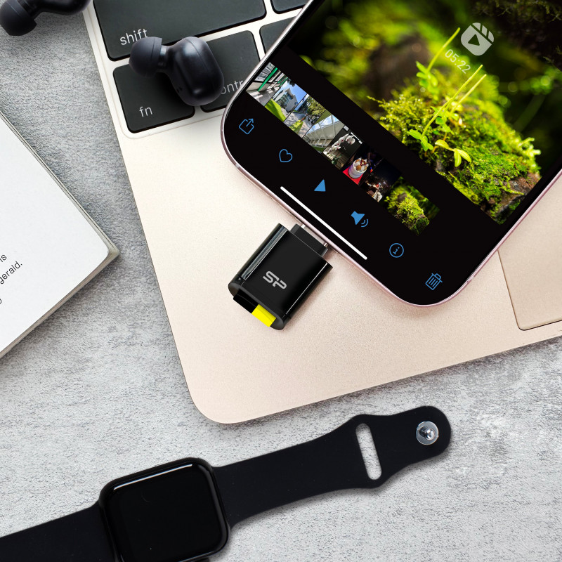 Silicon Power C200 lector de tarjetas microSD USB-C 3.2 - negro