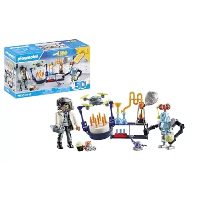 Playmobil 71450 My Life: Investigador con robots – Fiesta científica en el laboratorio con dron de transporte y robots – Divertido artículo de juego de rol imaginativo