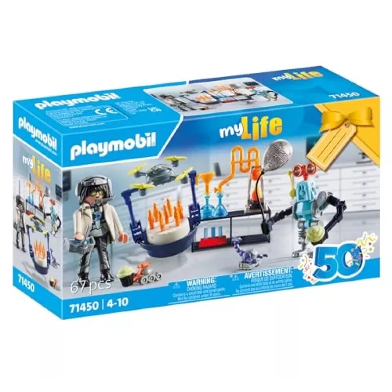 Playmobil 71450 My Life: Investigador con robots – Fiesta científica en el laboratorio con dron de transporte y robots – Divertido artículo de juego de rol imaginativo