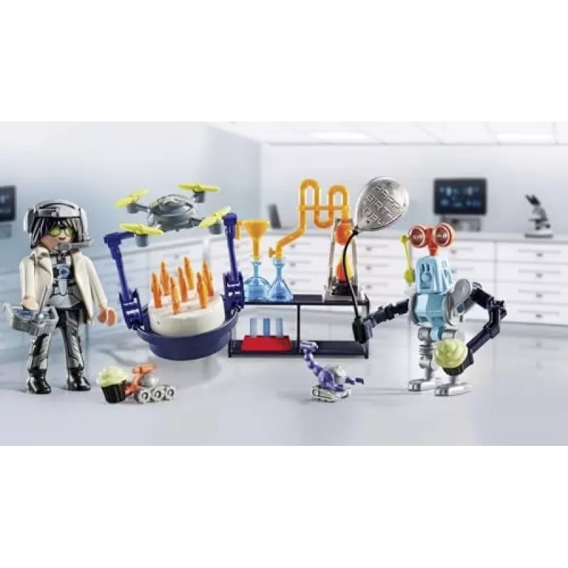 Playmobil 71450 My Life: Investigador con robots – Fiesta científica en el laboratorio con dron de transporte y robots – Divertido artículo de juego de rol imaginativo