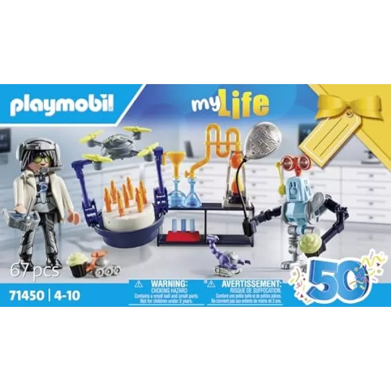 Playmobil 71450 My Life: Investigador con robots – Fiesta científica en el laboratorio con dron de transporte y robots – Divertido artículo de juego de rol imaginativo