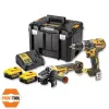 Set combinado para herramientas eléctricas DeWALT DCK2080P2T-QW — 18V Li‑Ion 5Ah (2x), amoladora angular DCG405, taladro atornillador, rosca de plato de lijado M14, maletín de transporte