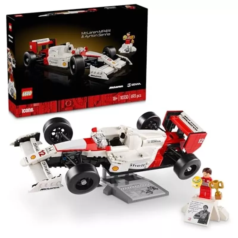 Set LEGO McLaren MP4/4 Ayrton Senna 10330 — modelo LEGO ICONS a escala