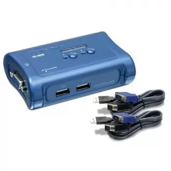 TRENDnet switch KVM USB de 2 puertos y juego de cables, resolución 2048 x 1536, supervisión de dispositivos, auto-scan, respuesta acústica, USB 1.1, compatible con