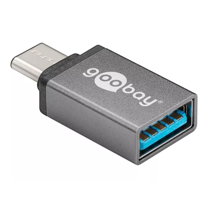 Wentronic Goobay Adaptador USB-C™ - conector hembra USB 3.0 A, gris - para conectar dispositivos USB-C™ y USB-A (56621)