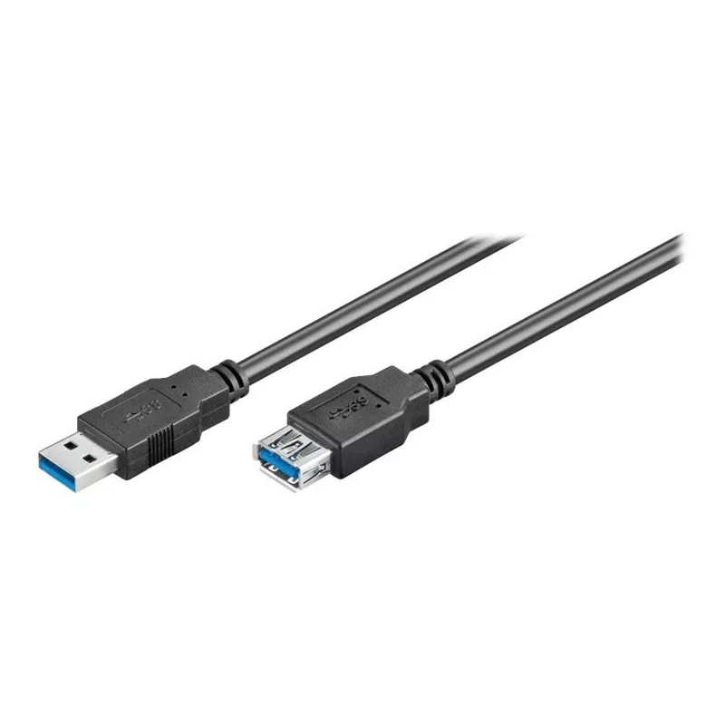 Cable alargador USB 3.0 SuperSpeed Goobay Wentronic, Negro, 3 m – conector macho USB 3.0 (tipo A) > conector hembra USB 3.0 (tipo A) (93999)