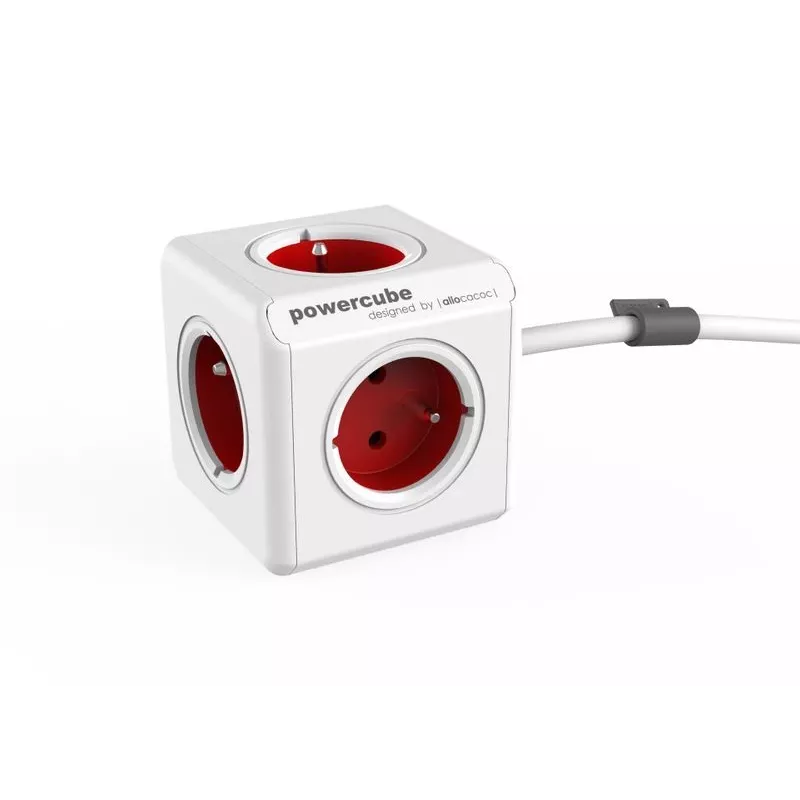 Allocacoc PowerCube Extended - 1,5m - gris - rojo - 220 - 240V (PowerCube Extended 1,5M R)