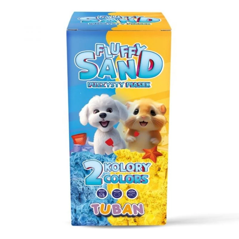 Set de manualidades infantil TUBAN Tuban SET FLUFFY SAND – azul y amarillo, 2 × 70 g, edad 3+