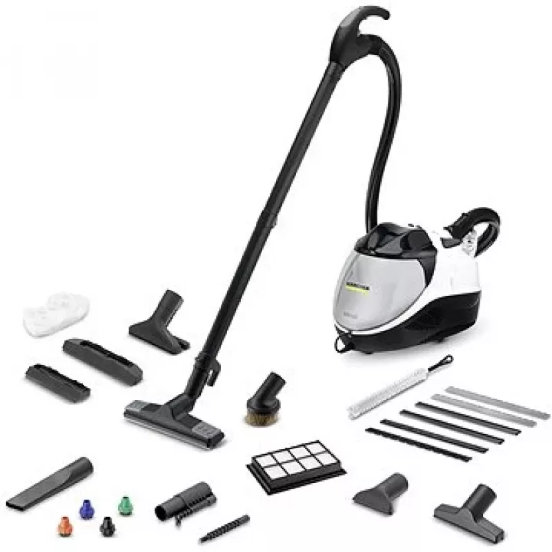 SV 7, limpiador de vapor de cilindro, 0,5 l, negro, gris, blanco, botones, fijo, 50 cm