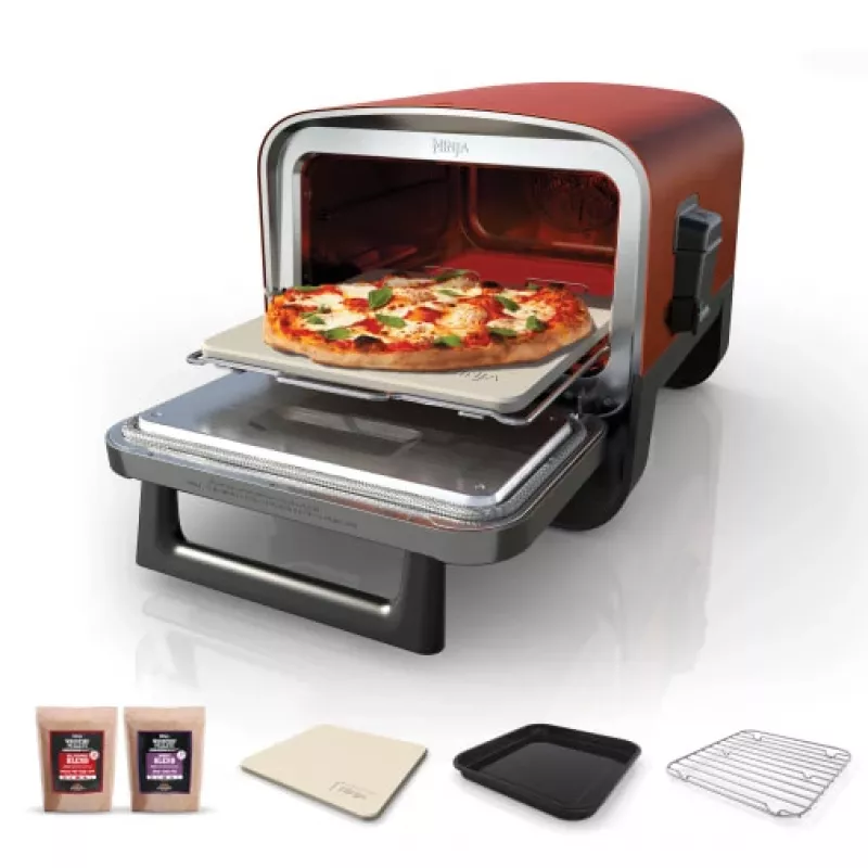 Ninja Woodfire OO101EU horno eléctrico de exterior, horno para pizza y ahumador, 2400 W