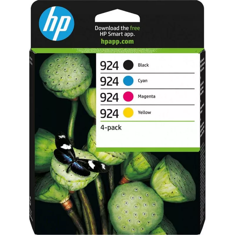 Cartucho de tinta HP 924 CMYK Original pack de 4, Negro, Cian, Magenta, Amarillo, 4 uds., 500 páginas, 400 páginas