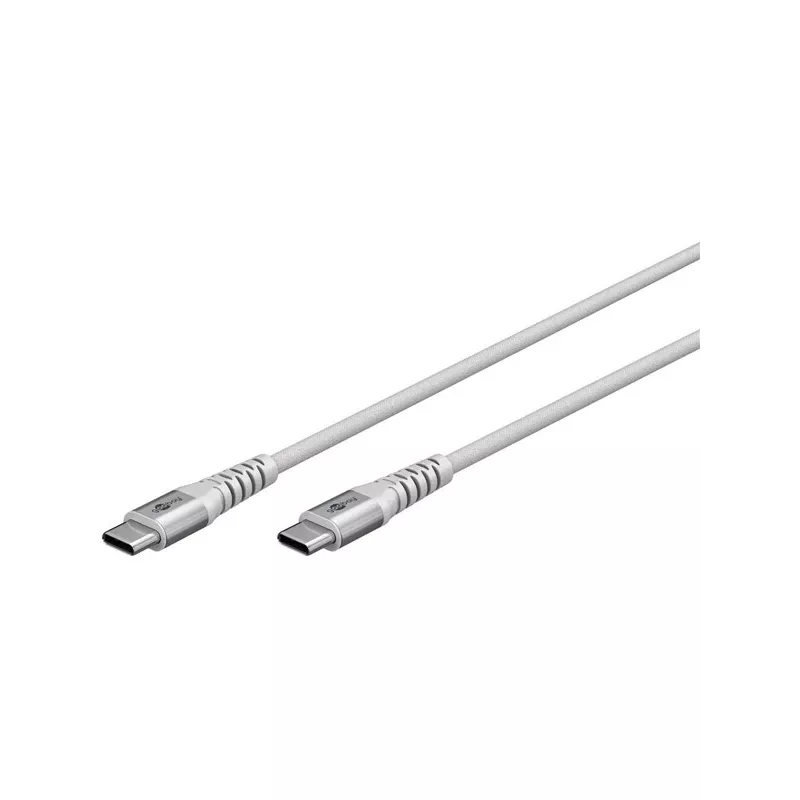 Cable USB 2.0 trenzado súper suave, conector macho USB-C > conector macho USB-C (blanco, 3 metros)