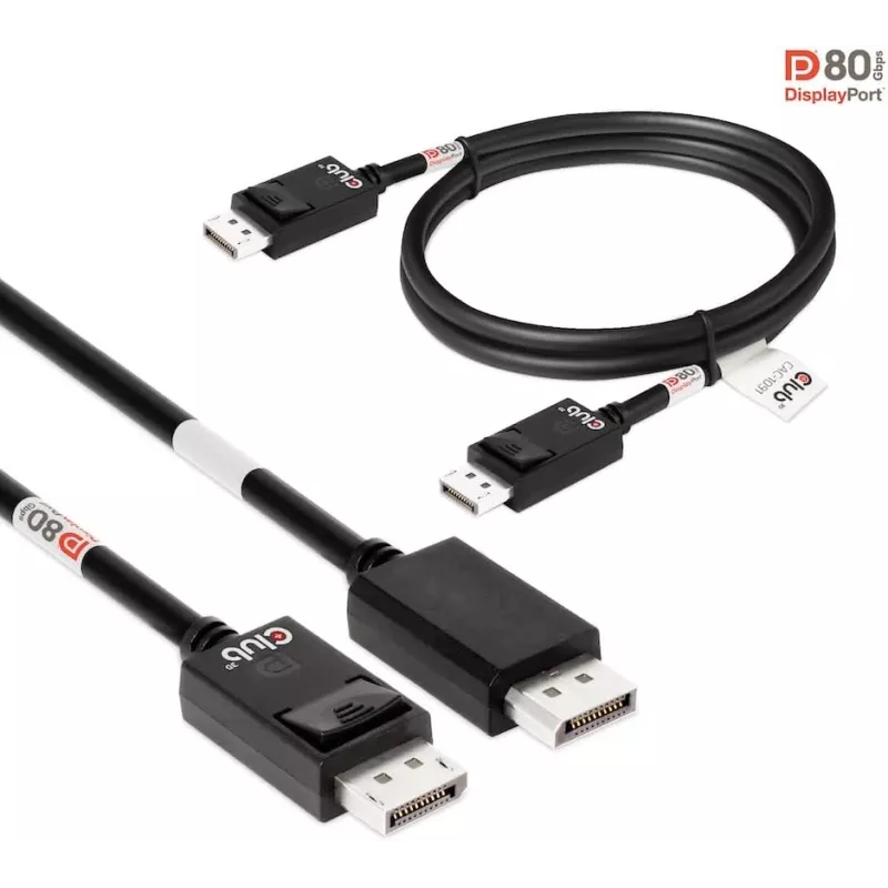 Club 3D CAC-1091 cable DisplayPort 2.1, certificado VESA DP80, bidireccional, 4K120Hz / 8K60Hz / 10K30Hz, macho/macho, 1,2 m