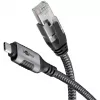 Cable Ethernet USB-C 3.2 Gen2 conector macho > conector macho RJ-45, adaptador LAN negro/plata, 2 metros, funda textil trenzada