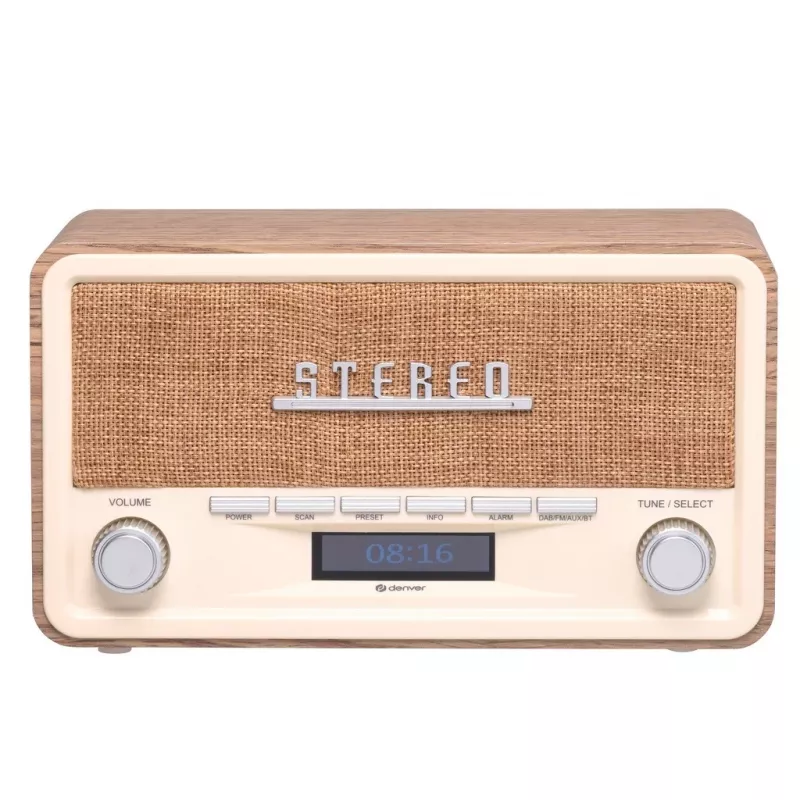 Denver DAB-18LW radio retro DAB+/FM, Bluetooth, aspecto madera clara