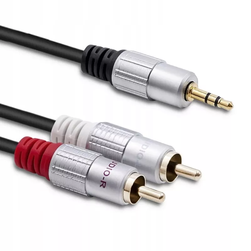 Cable de audio Qoltec 52339 1 m 2x RCA 3,5 mm Negro