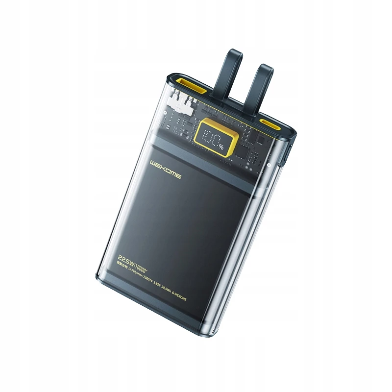 Batería externa WEKOME WK-WP-323 serie Vanguard, 10000 mAh, cable USB-C y Lightning integrado, PD 20 W + QC 22,5 W