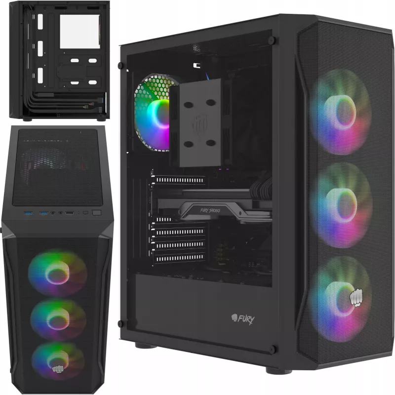 Caja Fury Shobo SH4F con ventana RGB y 4 ventiladores MIDI Ordenador PC
