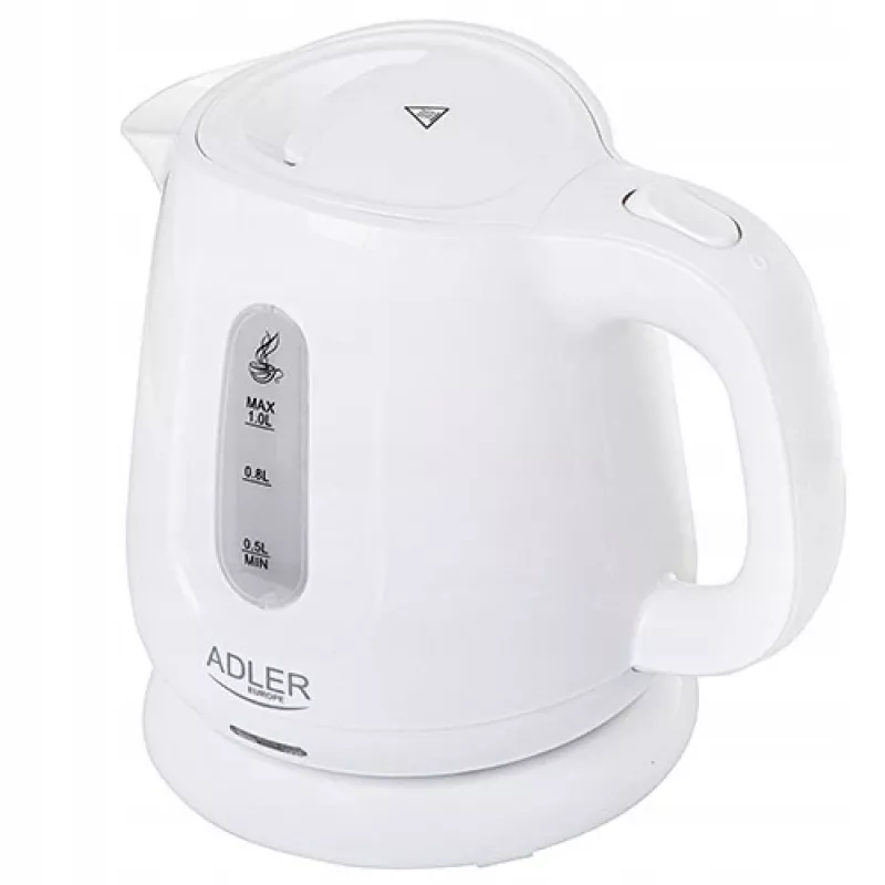 Hervidor de agua Adler AD 1373 – capacidad 1 L, 850 W, blanco, base 360°, polipropileno